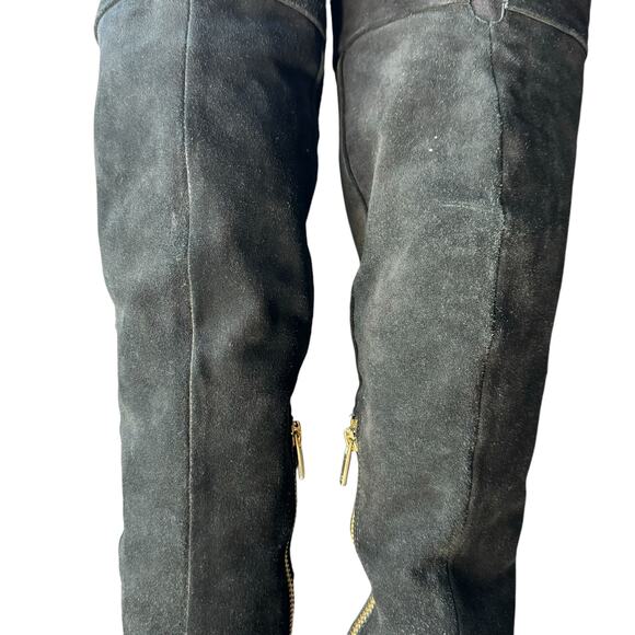 Womens Black Suede Over the Knee Boots 6.5 City Whimsigoth Party‎ Cocktail - Picture 6 of 14